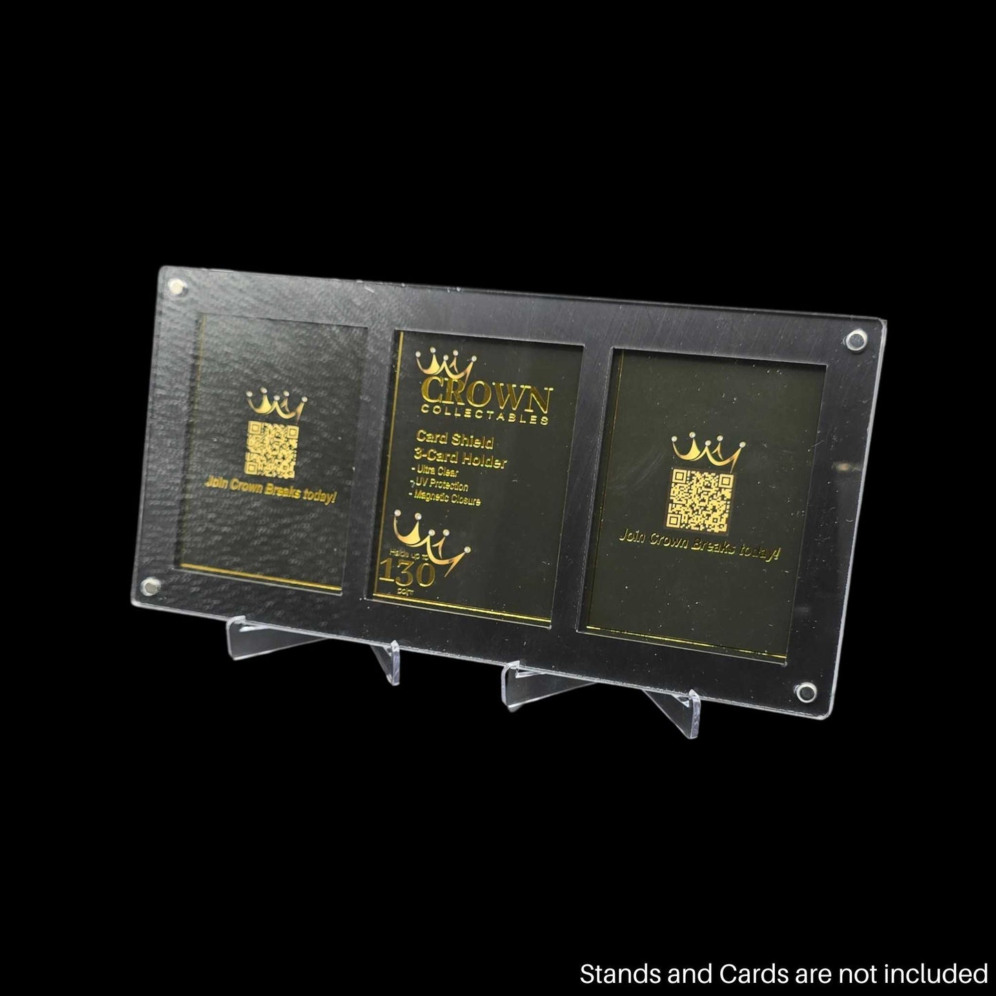 3-Card Holder Card Shield for displaying and protecting up to 130pt thick trading cards in a clear, durable display