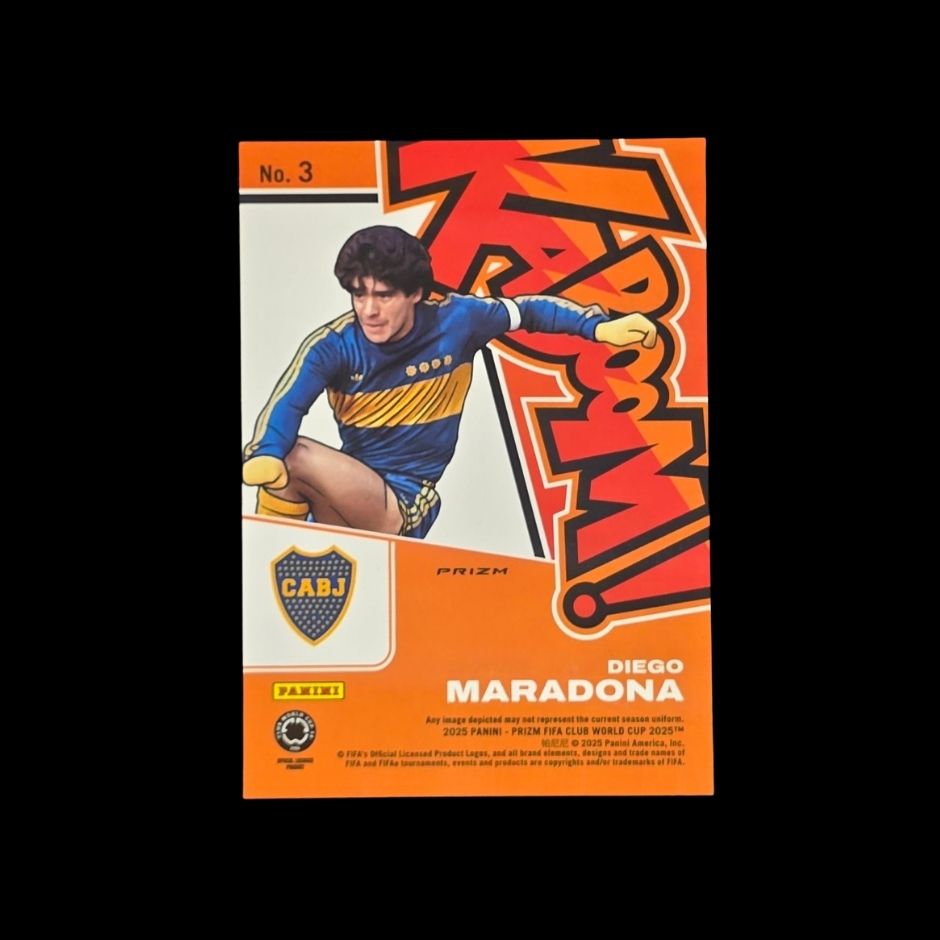 Diego Maradona 2025 Panini Prizm FIFA Club World Cup Kaboom #3 Boca Juniors trading card