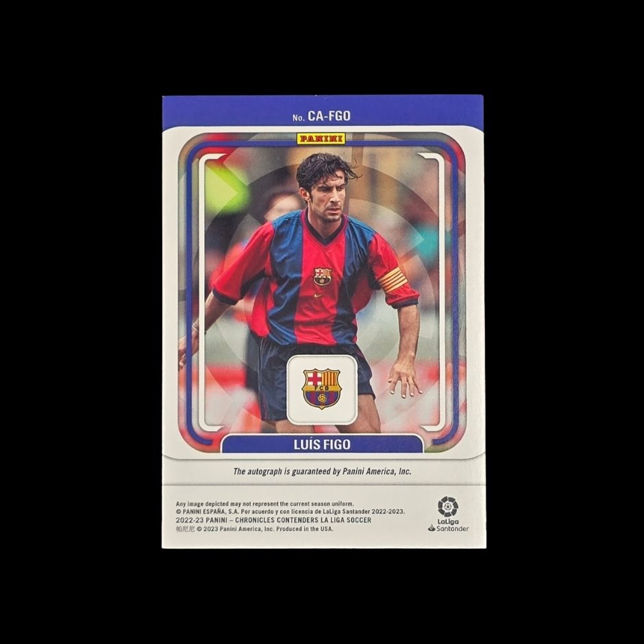 Luis Figo 2022-23 Panini Chronicles Contenders Autographs CA-FGO FC Barcelona autograph card numbered 69 of 139