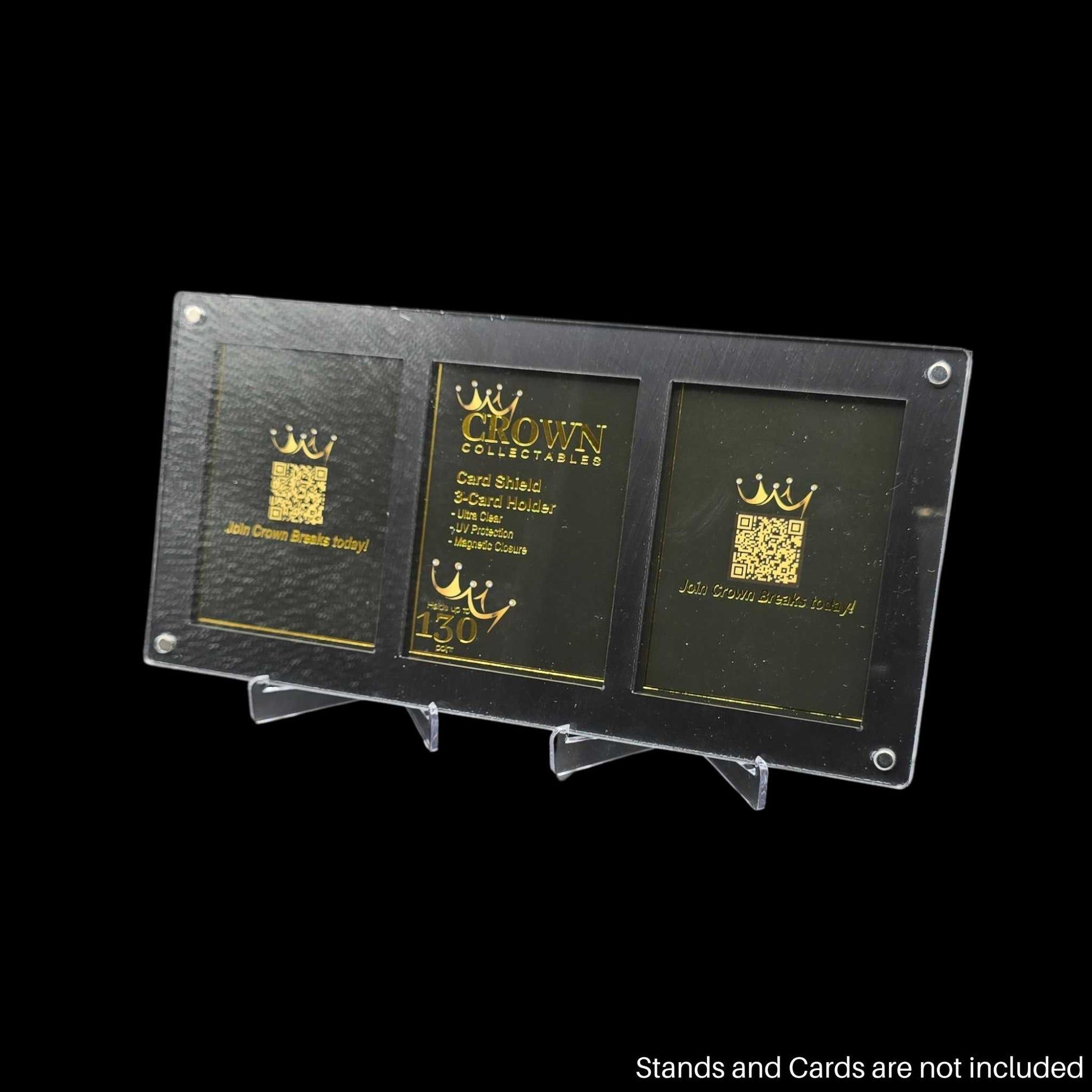 3-Card Holder Card Shield for displaying and protecting up to 130pt thick trading cards in a clear, durable display
