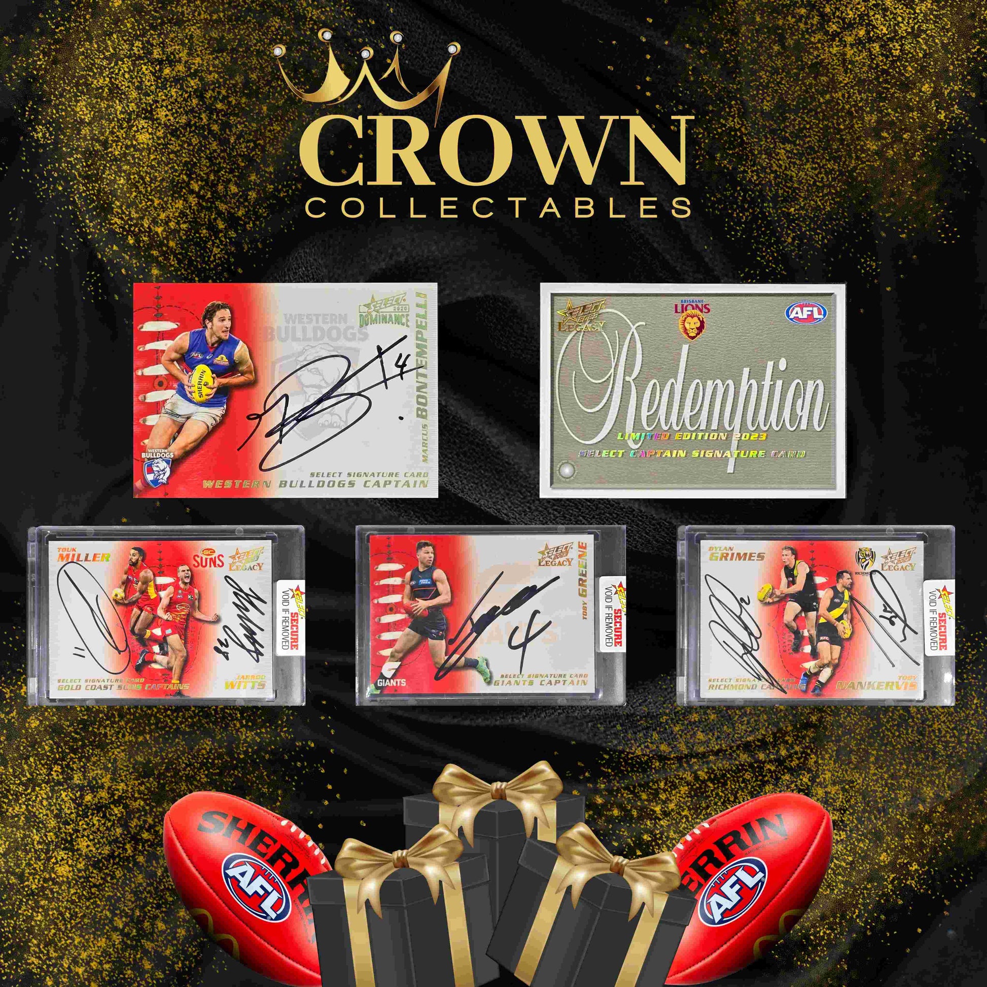 Breaking News for AFL Fans: Series 2 of Crown Collectables AFL Repack is back! Limited edition with only 500 boxes available. Sale starts Thursday, 6th June 2024 at 7pm AEDT. Each pack includes 1 Encased Card, with 1 in 10 boxes featuring special hits like Triple and Double Signatures. Look out for Booklets and Gold Brilliance cards. Secure tamper-proof packaging. Priced at $99 + delivery. Visit www.crowncollectables.com.au for more details.
