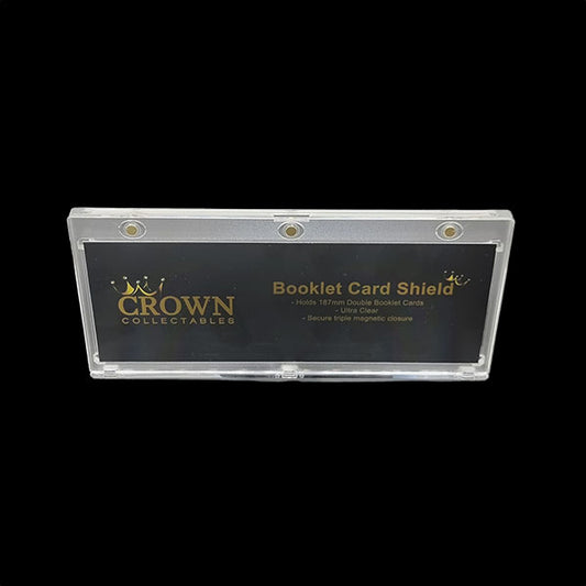 Clear booklet One Touch magnetic card holder, designed for multi-panel trading cards, with a protective crystal-clear display.