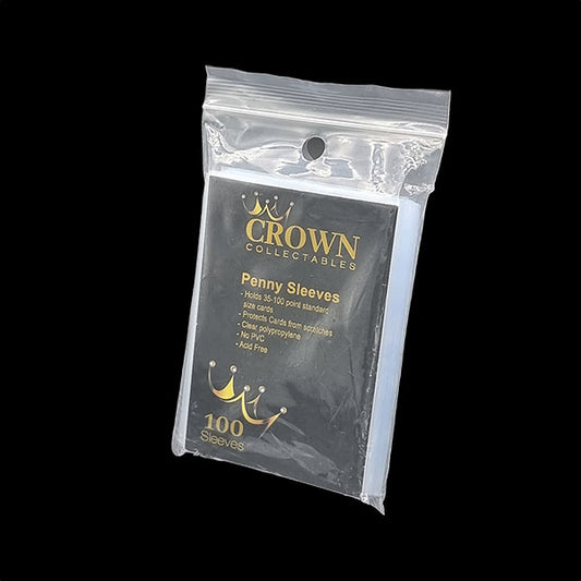 Clear penny sleeves for trading cards, providing slim protection against dust and scratches.
