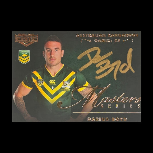 Darius Boyd 2021 NRL Elite Masters Series Signature Australian Kangaroos autograph card numbered 063 of 110 - front