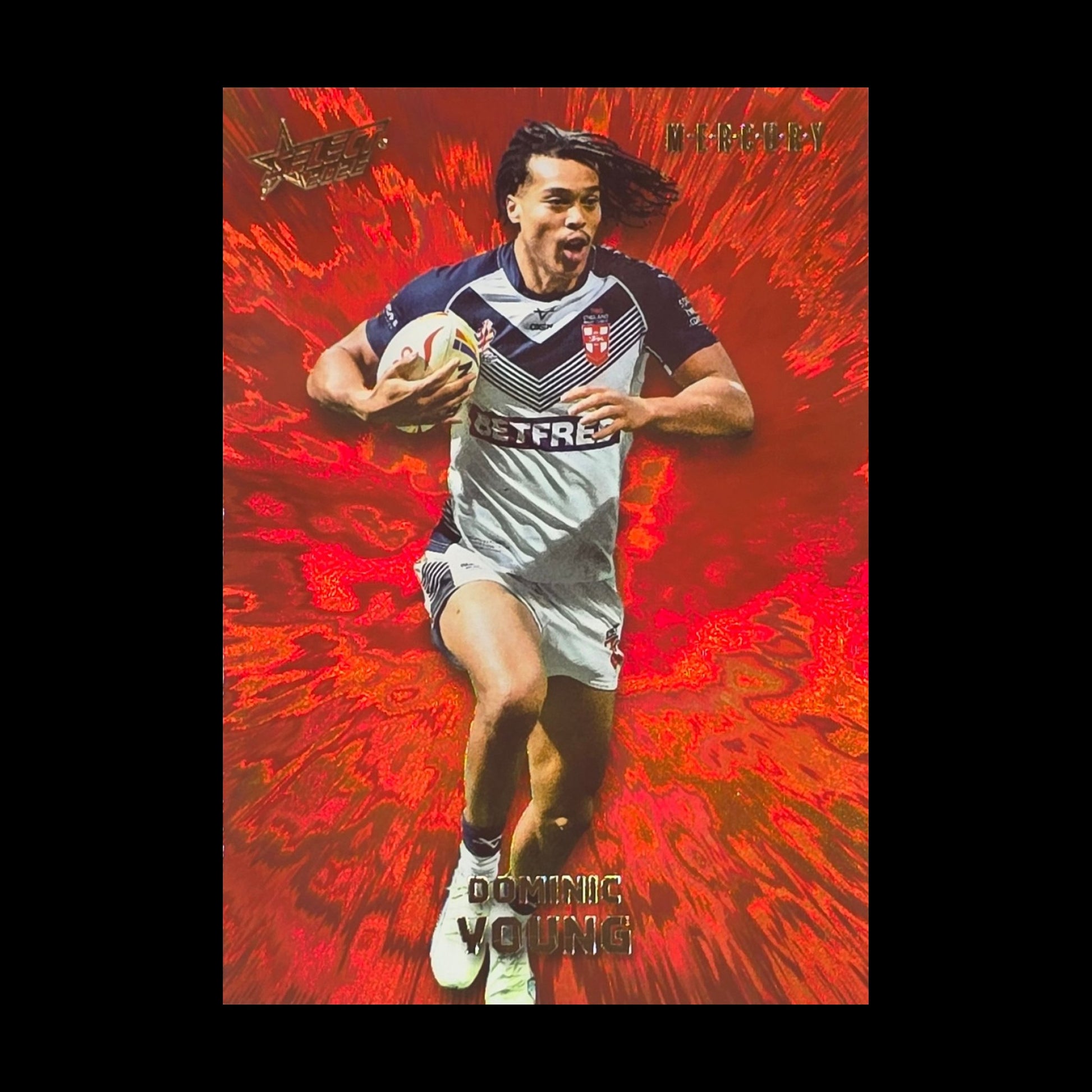 Dominic Young 2026 Select Rugby League World Cup Mercury MC27 England rugby league trading card numbered 049 of 375 - front