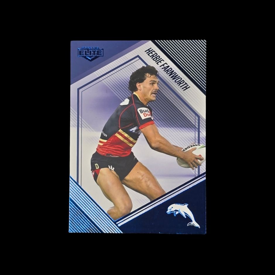 Herbie Farnworth 2025 NRL Elite MS038 Blue Parallel Dolphins rugby league trading card numbered 01 of 27