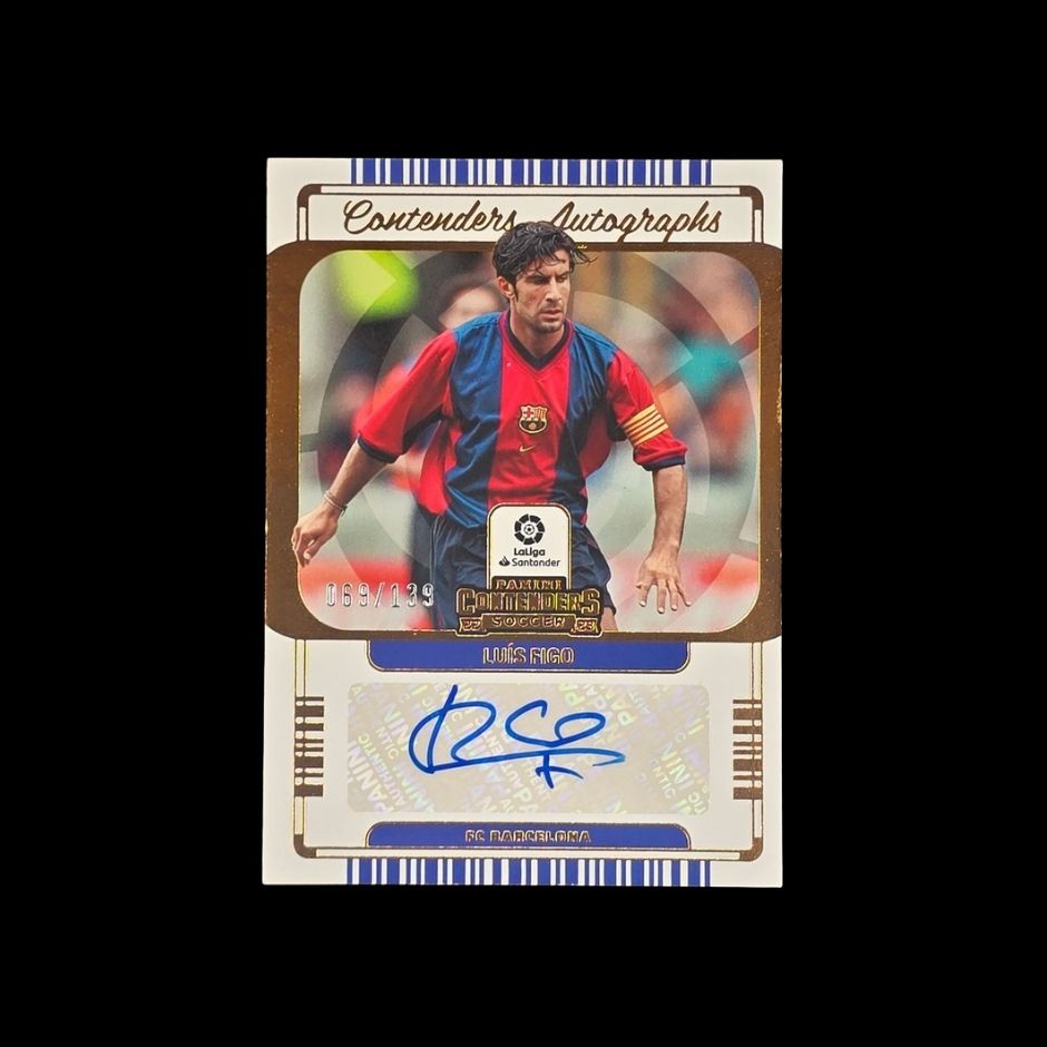 Luis Figo 2022-23 Panini Chronicles Contenders Autographs CA-FGO FC Barcelona autograph card numbered 69 of 139