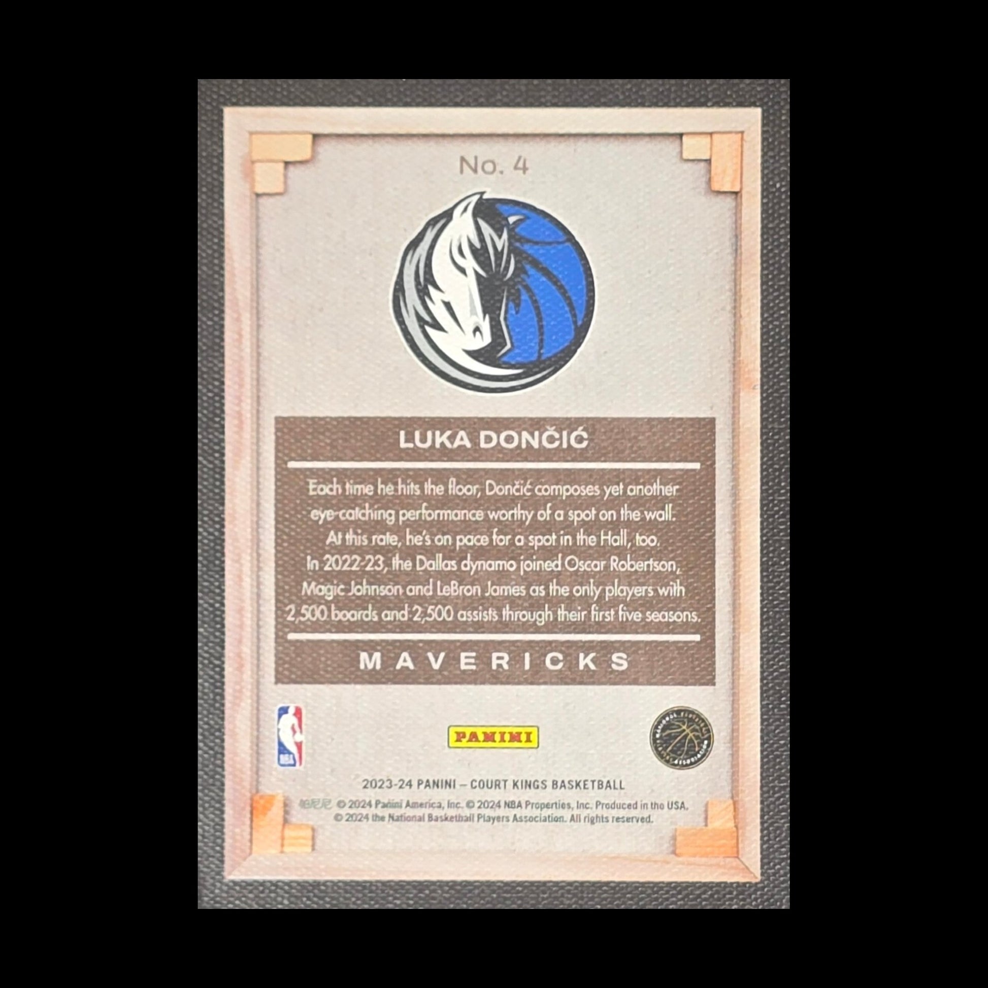 Luka Doncic 2023-24 Panini Court Kings Blank Slate SSP 4 Dallas Mavericks basketball card - back
