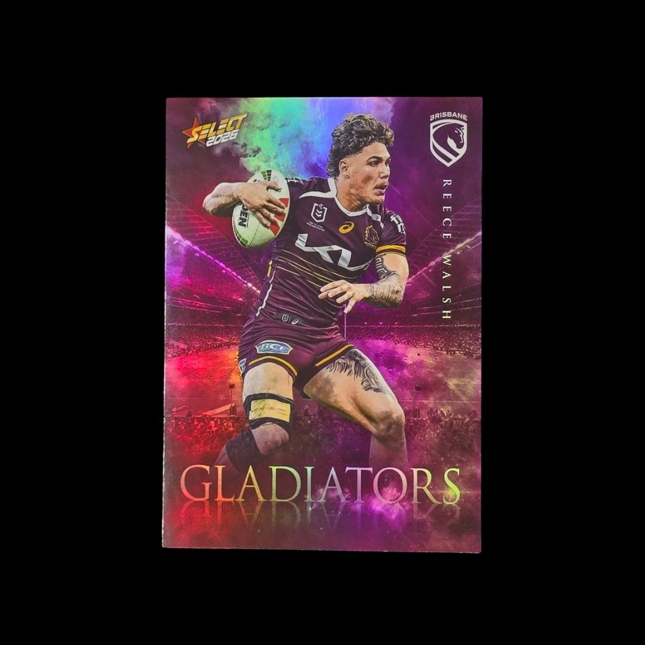 Reece Walsh 2026 Select League Heroes Gladiators G9 Brisbane Broncos rugby league trading card numbered 350 of 599