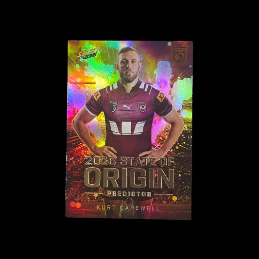 Limited edition 2026 Select State of Origin Predictor NRL trading card redeemable for exclusive champions team set.