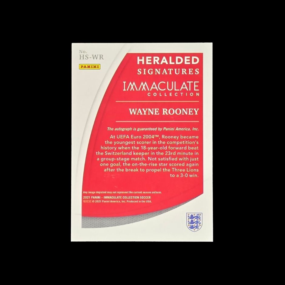Wayne Rooney 2021 Panini Immaculate Collection Heralded Signatures HS-WR England autograph card numbered 5 of 5